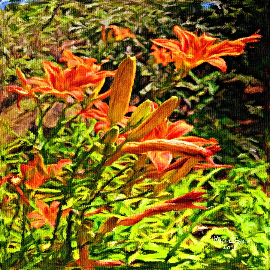 Orange Lilies of the Imagination Digital Art by Pamela Storch