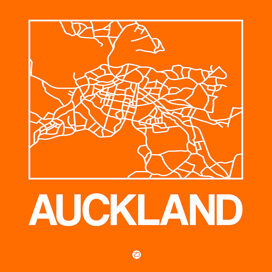 Map Digital Art - Orange Map of Auckland by Naxart Studio