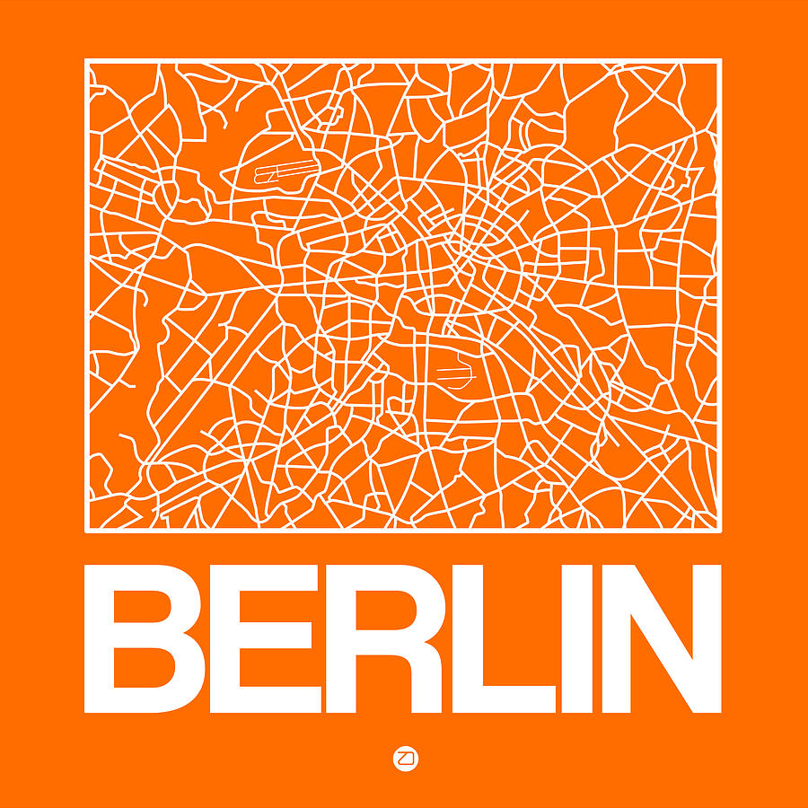 Map Digital Art - Orange Map of Berlin by Naxart Studio