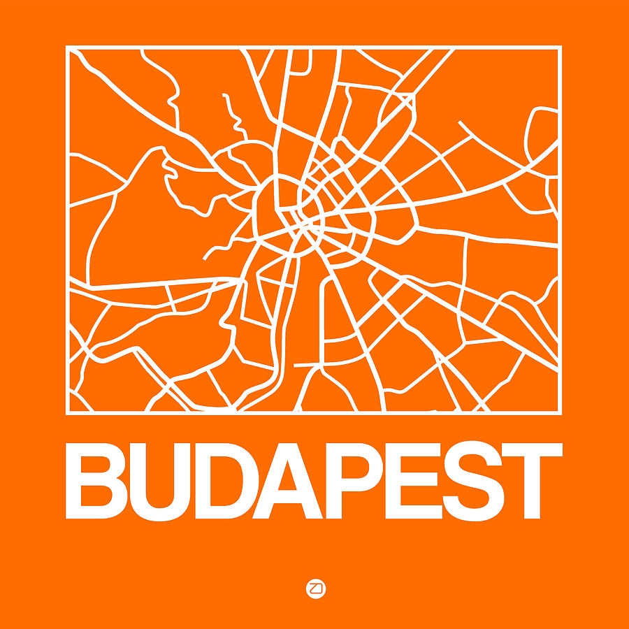 Map Digital Art - Orange Map of Budapest by Naxart Studio