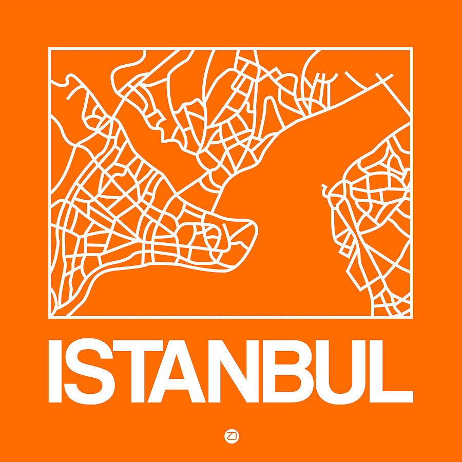 Turkey Digital Art - Orange Map of Istanbul by Naxart Studio