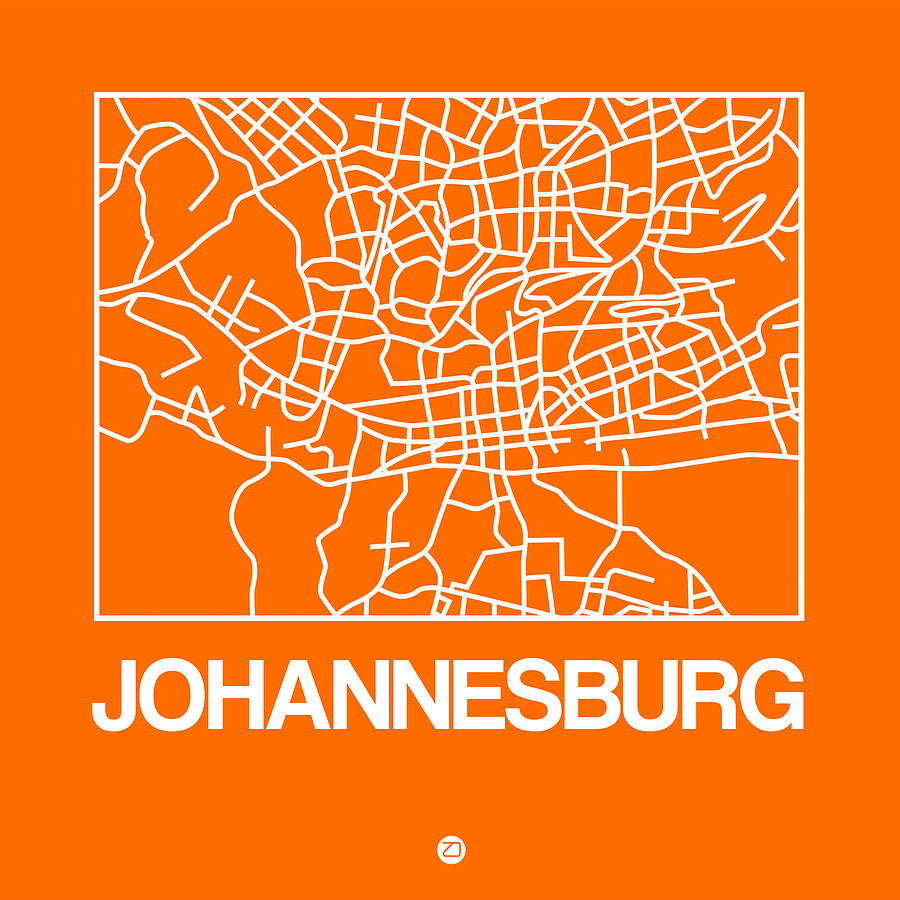 Map Digital Art - Orange Map of Johannesburg by Naxart Studio