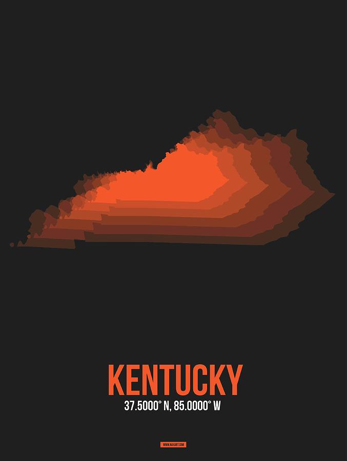 Louisville Digital Art - Orange Map of Kentucky by Naxart Studio