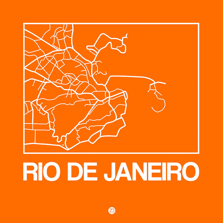 Map Digital Art - Orange Map of Rio De Janeiro by Naxart Studio