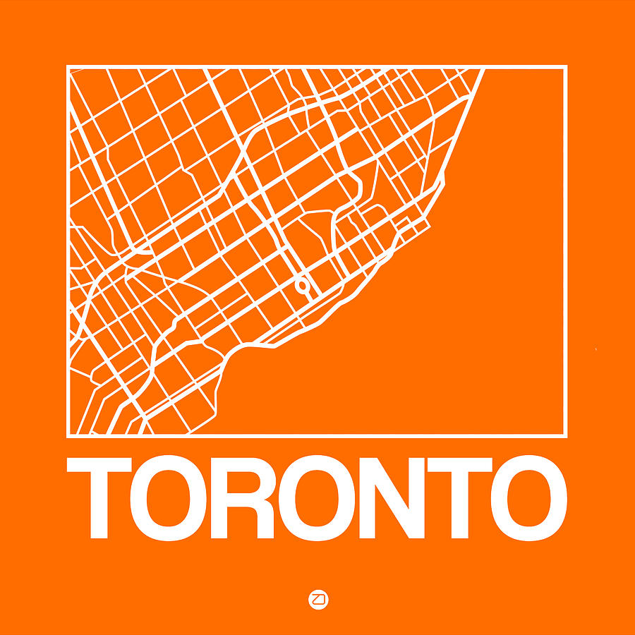 Map Digital Art - Orange Map of Toronto by Naxart Studio