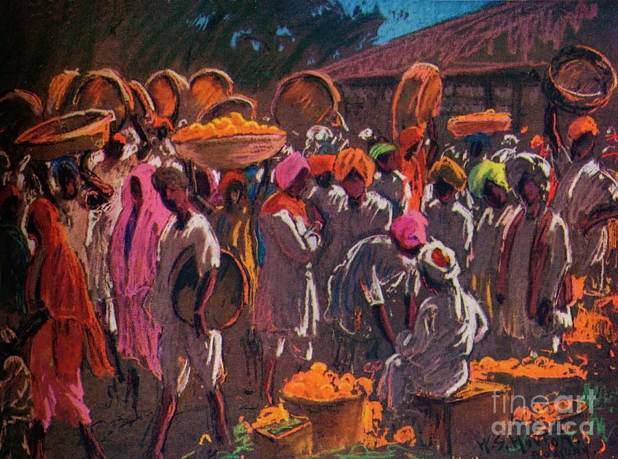 Orange Market, Bombay, C.1910 1935 Drawing by Print Collector