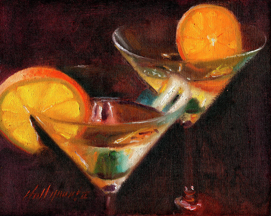 Martini Painting - Orange Martini Cocktail by Hall Groat Ii