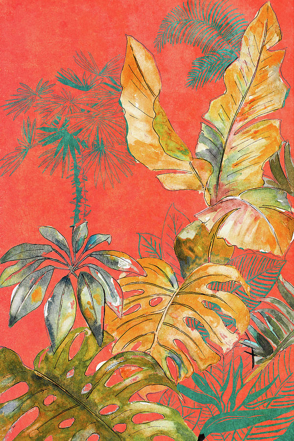 Orange Painting - Orange Palm Selva I by Patricia Pinto