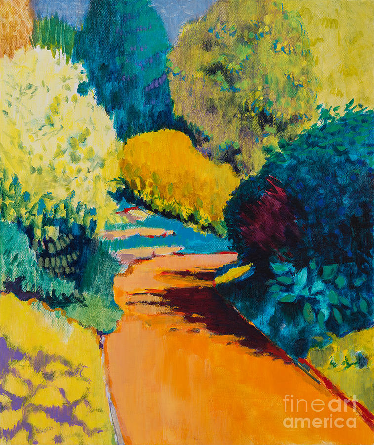 Orange Path Acrylic On Canvas Painting by Marco Cazzulini