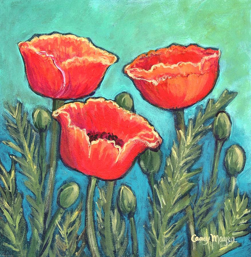Orange Poppies Painting by Candy Mayer