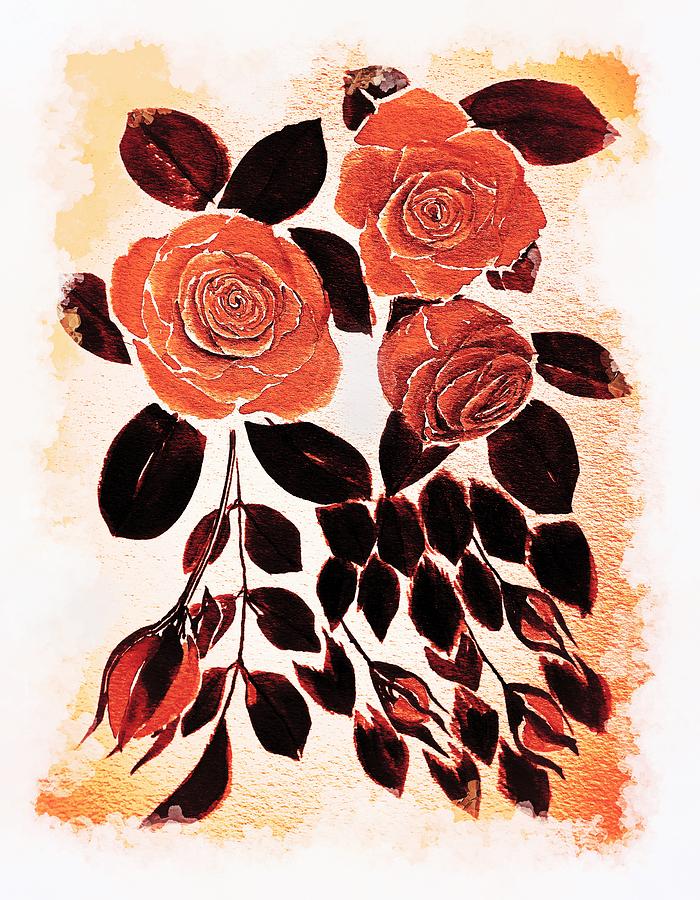 Orange Rose Watercolor Painting Mixed Media by Delynn Addams