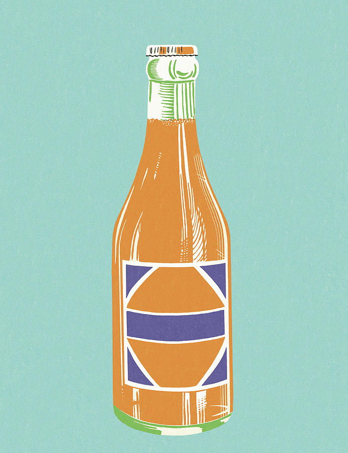 Vintage Drawing - Orange Soda Bottle by CSA Images