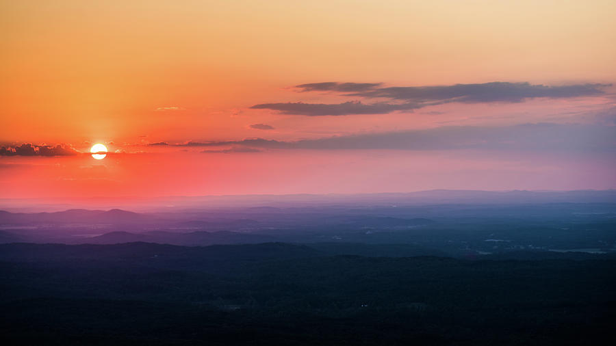 Orange Sunset over the Valley - Mt. Cheaha Photograph by James-Allen