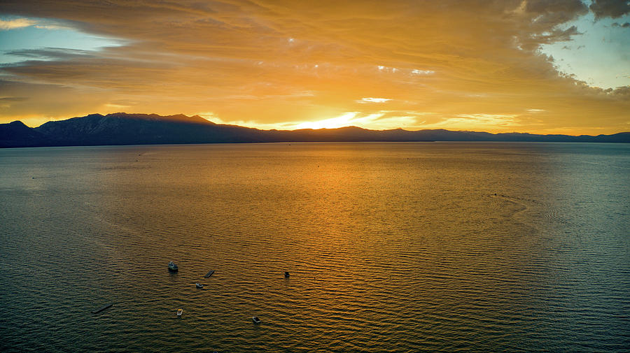Orange Sunset Sky Lake Tahoe  Photograph by Anthony Giammarino