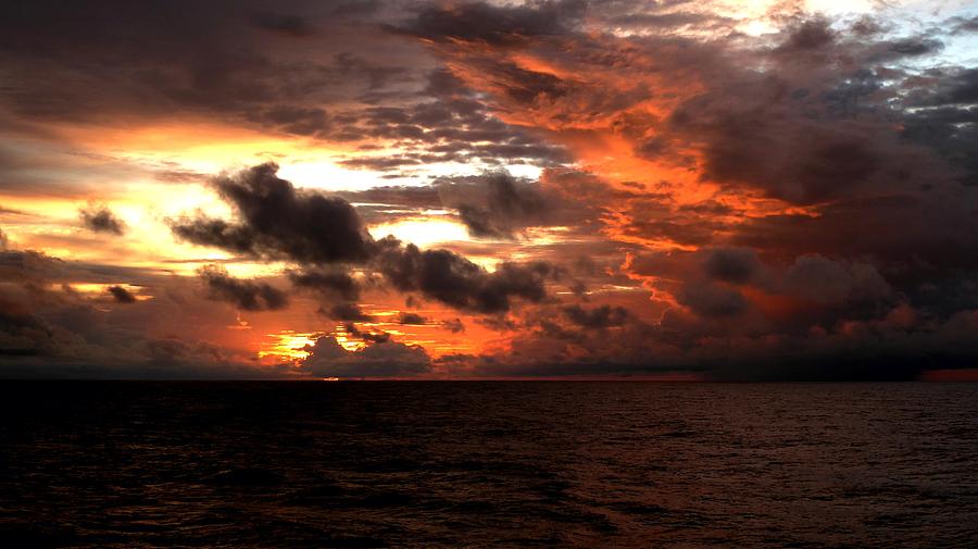 Orange Sunset With Heavy Rain Photograph by Ocean View Photography