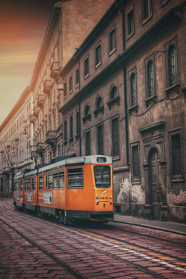 Orange Tram Milan Italy Photograph by Carol Japp