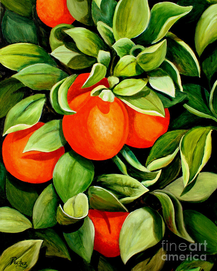 Orange tree at 2pm Painting by Pechez Sepehri