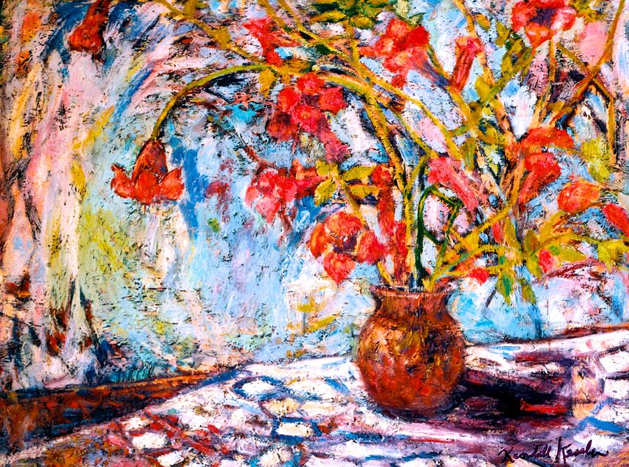 Still Life Painting - Orange Trumpet Flowers by Kendall Kessler