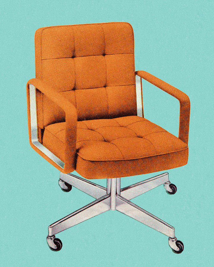 Vintage Drawing - Orange Vintage Office Chair by CSA Images