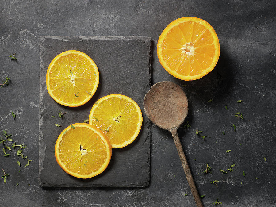 Oranges On Slate Photograph by Studio-344