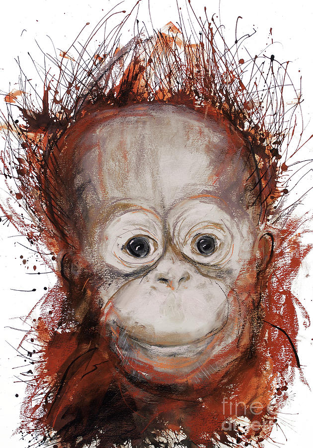 Orangutan, Pastel Painting by Faisal Khouja