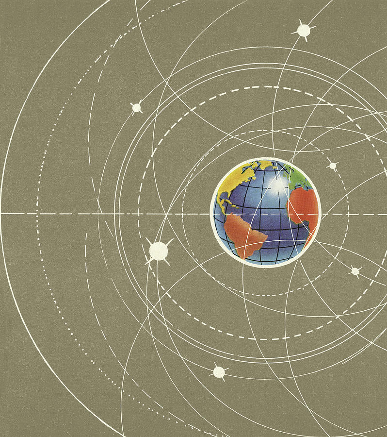 Science Fiction Drawing - Orbits Around the Earth by CSA Images