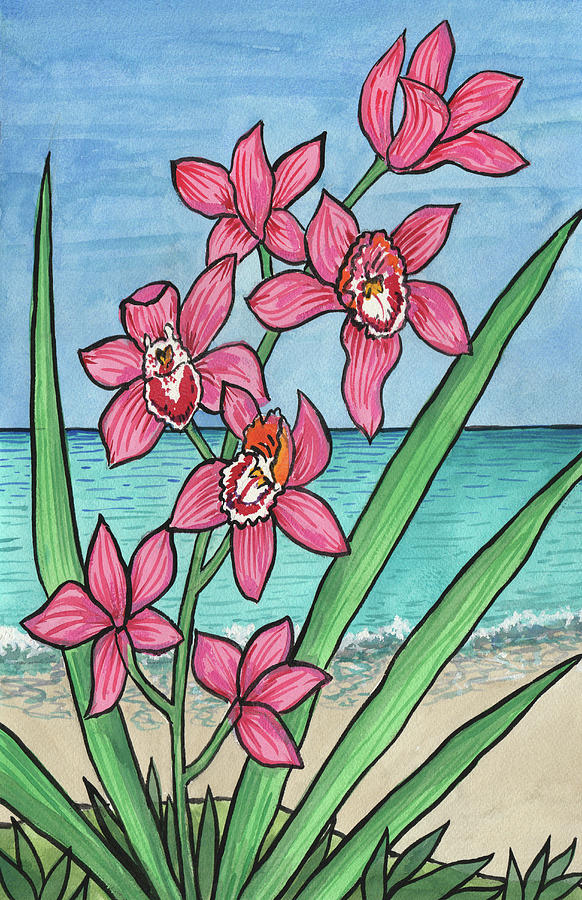 Orchid Mixed Media - Orchid Beach by Nicholas Biscardi