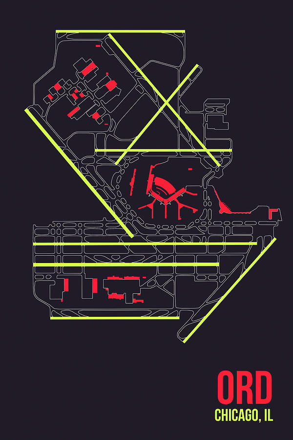 Typography Digital Art - Ord Airport Layout by O8 Left