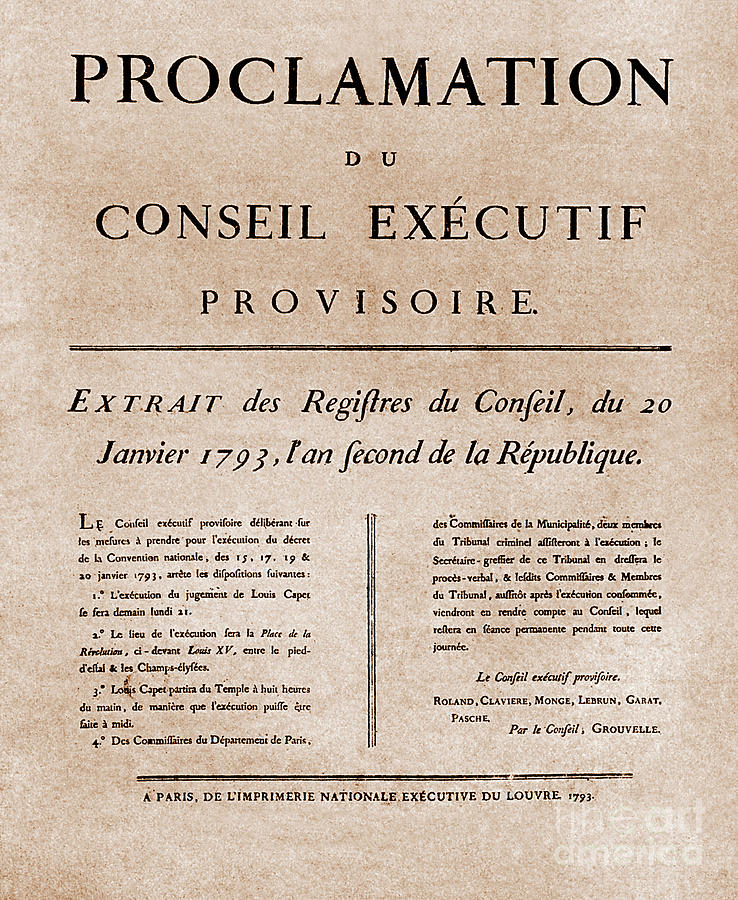 Order for Execution of Louis XVI Drawing by French School