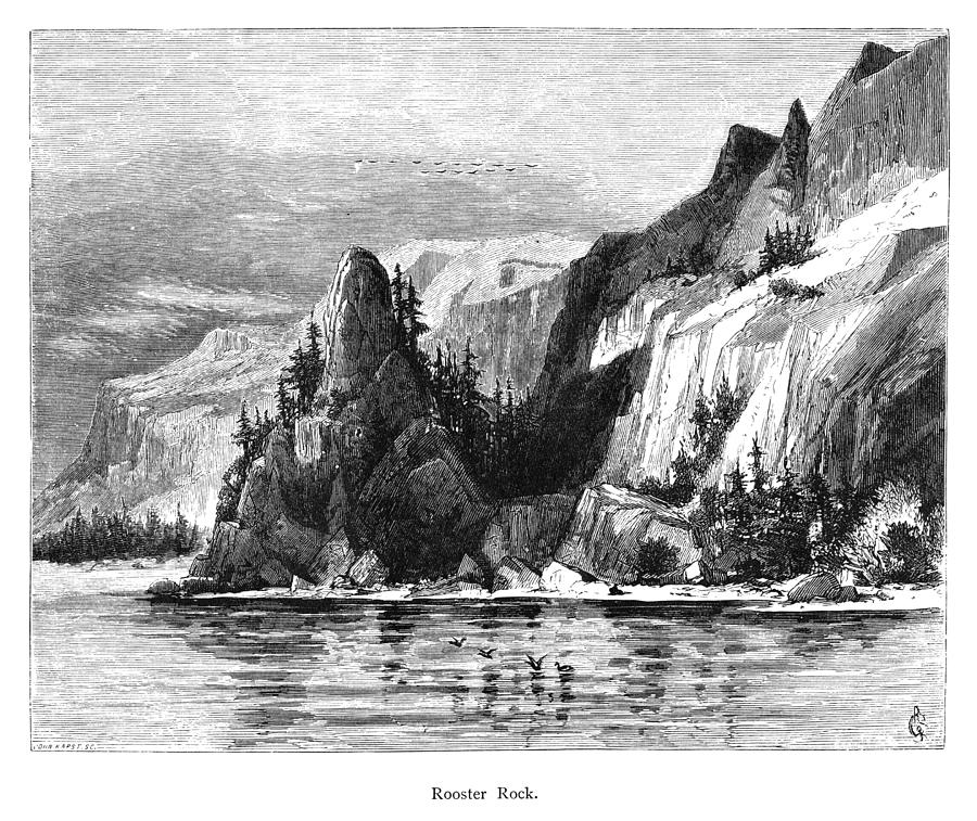 Oregon: Rooster Rock Drawing by Robert Swain Gifford