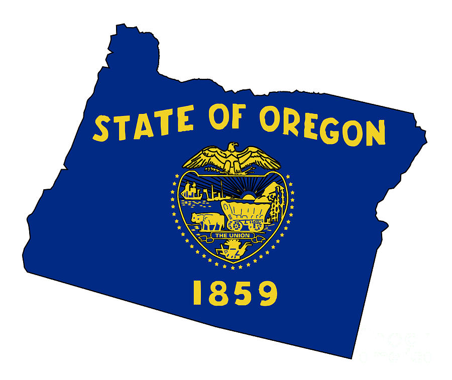 Oregon State Outline Map and Flag Digital Art by Bigalbaloo Stock