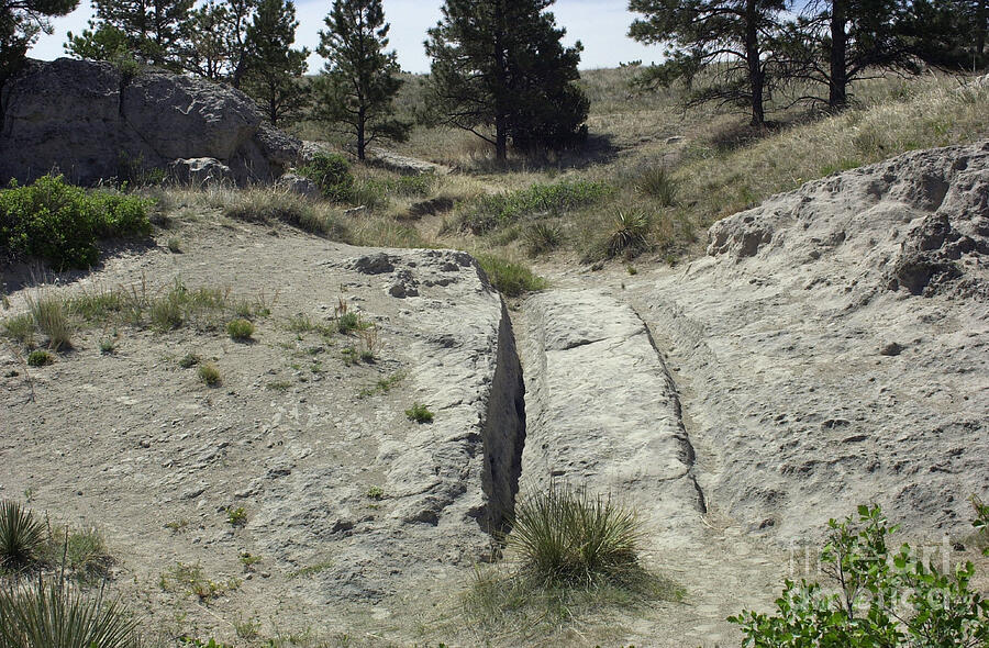 Unique Drawing - Oregon Trail Near Guernsey, Wyoming, Marks The Carriage Wheels Of American Pioneers Who Used This Unique Route To Cross The Rockies by American School