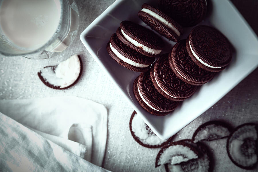 Oreos and Milk Flat Lay by Jeanette Fellows Oreos and Milk Flat Lay by Jeanette Fellows