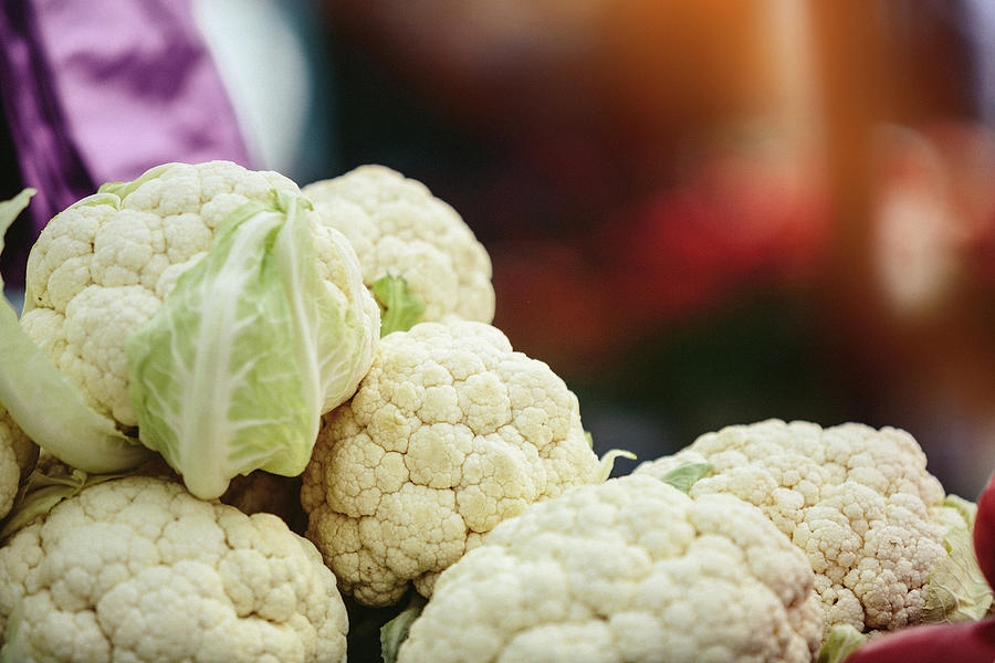 Cauliflower Photograph - Organic Cauliflower At Farmers Market by Cavan Images