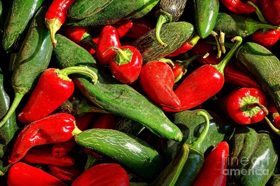 Organic Red and Green Peppers Photograph by Olivier Le Queinec