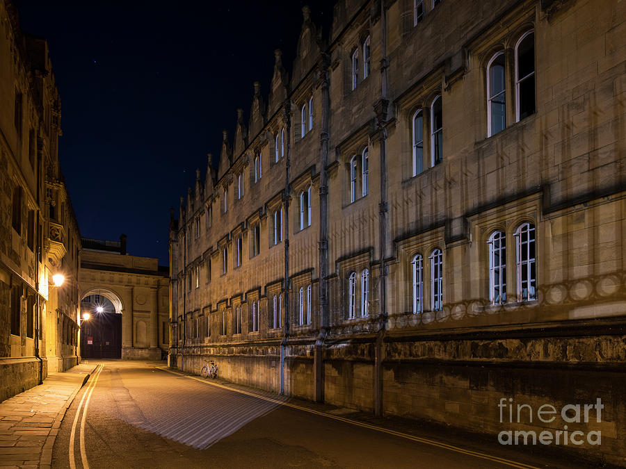 Oriel College in Merton Street at Night Photograph by Tim Gainey