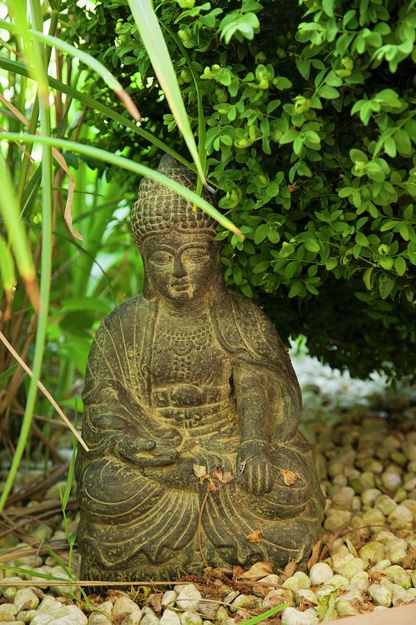 Oriental Art- Small, Stone Buddha Figurine On Gravel Photograph by Mohrimages