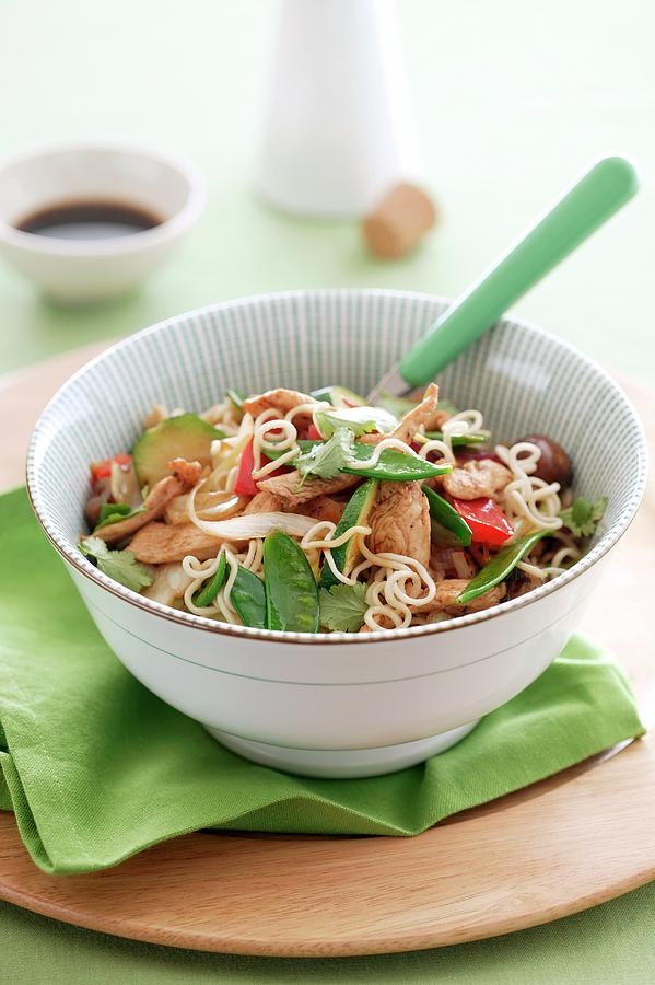 Oriental Beef Salad With Noodles And Vegetables Photograph by Sven ...