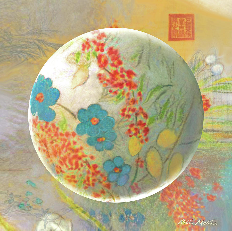 Oriental Landscape Digital Art - Oriental Floralscape  by Robin Moline