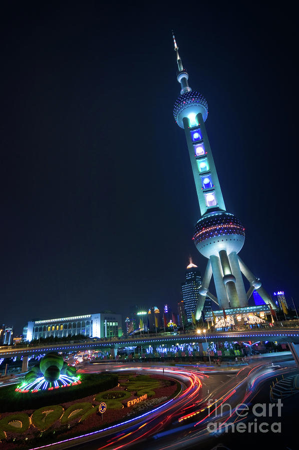 Oriental Pearl Tower in Shanghai Photograph by Delphimages Photo Creations