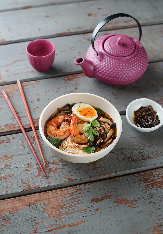 Oriental Prawn Noodle Soup Photograph by Ewgenija Schall