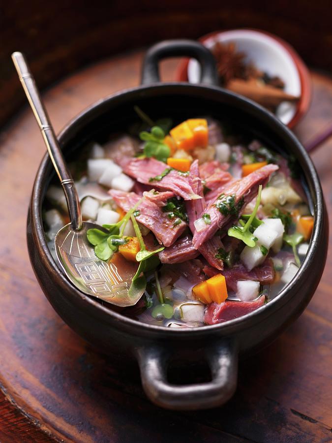 Oriental Stew With Pork Hock And Radish Photograph by Eising Studio - Food Photo & Video