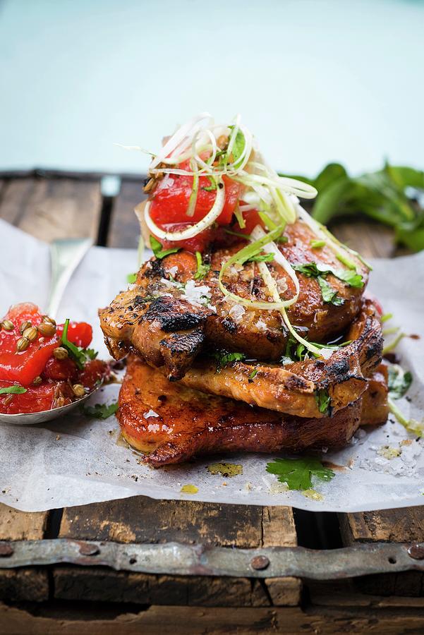 Oriental-style Pork Chops With Sour Pickled Watermelon Photograph by Great Stock!