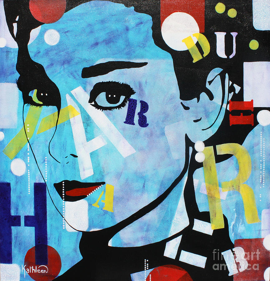 Original Audrey Hepburn Portrait, Pop Art Portrait, Acrylic Painting by Kathleen Artist  Painting by Kathleen Artist PRO