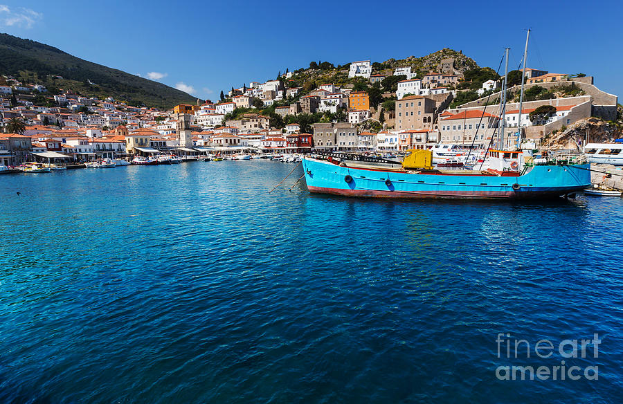 Harbor Photograph - Original Hydra Island In Greece by Galyna Andrushko Harbor Photograph - Original Hydra Island In Greece by Galyna Andrushko