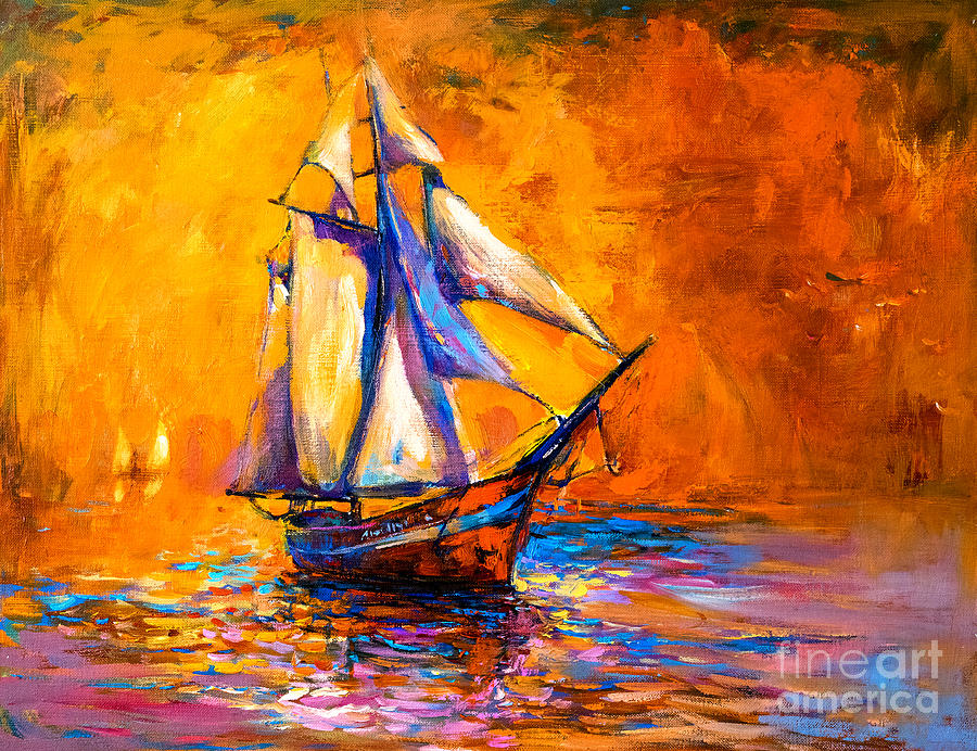 Harbor Digital Art - Original Oil Painting On Canvas-sail by Ivailo Nikolov Harbor Digital Art - Original Oil Painting On Canvas-sail by Ivailo Nikolov