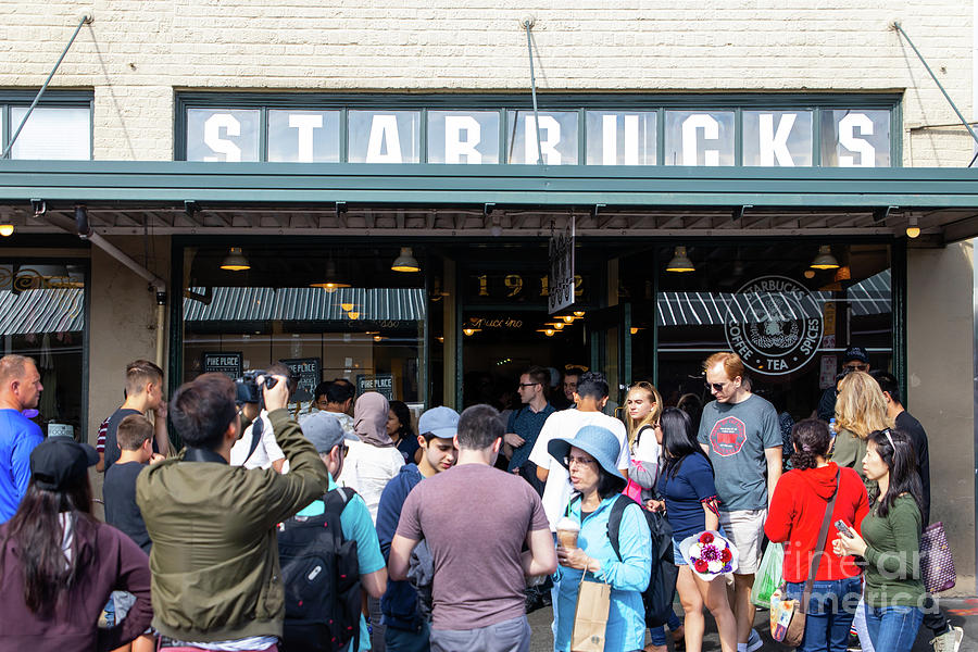 Original Starbucks at Pike Place Market Seattle Washington R1525 Photograph by Wingsdomain Art and Photography