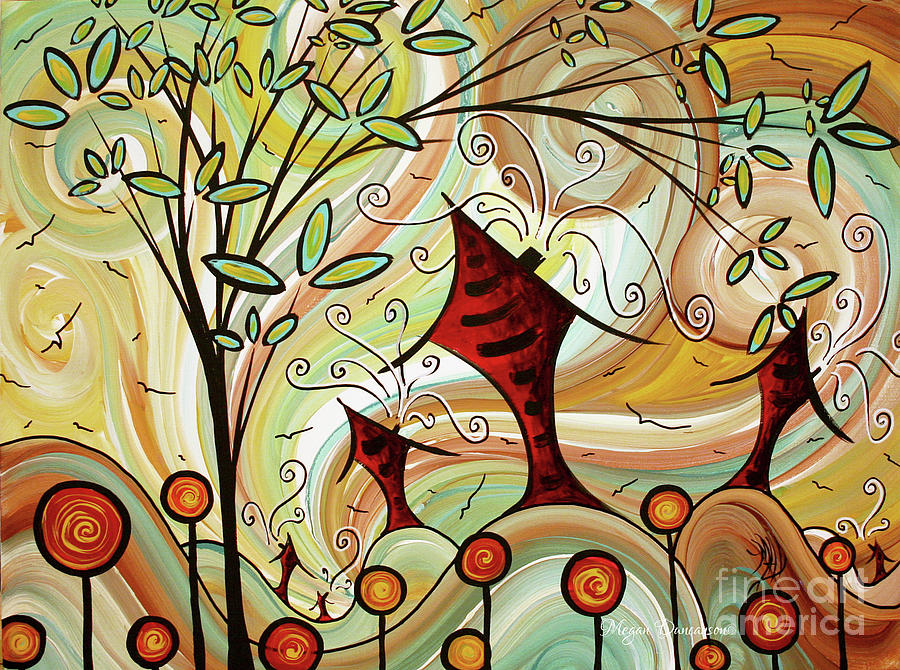 Original Whimsical Houses Landscape Paintings Fire Poppies by Megan Duncanson by Megan Duncanson Original Whimsical Houses Landscape Paintings Fire Poppies by Megan Duncanson by Megan Duncanson