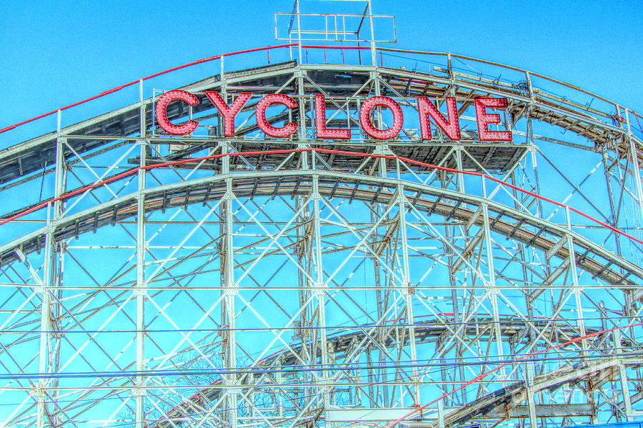 Ny Photograph - Original Wood Roller Coaster 1927 Cyclone Coney Island NY Color  by Chuck Kuhn