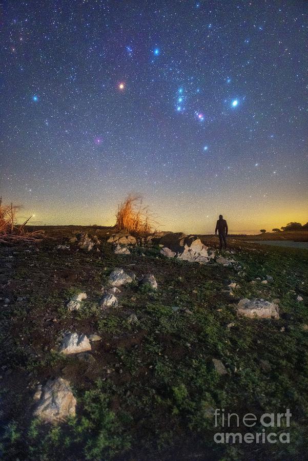 Orion And Betelgeuse In The Night Sky Over Countryside Photograph by Miguel Claro/science Photo Library